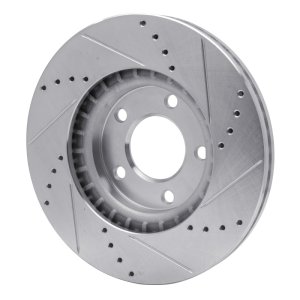 Ford Edge Brake Rotor (1) - Front Left - R1 Concepts - Drilled & Slotted - Silver - `07-`08